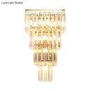 GobekUsa Minimalist Crystal Block Tiered Wall Light - 7 Light Gold Finish Sconce