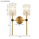 GobekUsa Minimalist Crystal Cylindrical Wall Sconce - 1/2 Lights Brass Fixture for Living Room