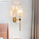GobekUsa Minimalist Crystal Cylindrical Wall Sconce - 1/2 Lights Brass Fixture for Living Room