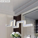 GobekUsa Minimalist Crystal-Encrusted LED Island Lamp Pendant - Stainless Steel
