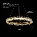 GobekUsa Crystal Gold/Black Ring LED Chandelier: Minimalist Luxury Hanging Ceiling Light Fixtures