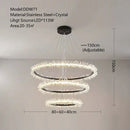 GobekUsa Crystal Gold/Black Ring LED Chandelier: Minimalist Luxury Hanging Ceiling Light Fixtures