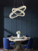 GobekUsa Crystal Gold/Black Ring LED Chandelier: Minimalist Luxury Hanging Ceiling Light Fixtures