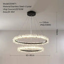 GobekUsa Crystal Gold/Black Ring LED Chandelier: Minimalist Luxury Hanging Ceiling Light Fixtures