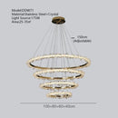 GobekUsa Crystal Gold/Black Ring LED Chandelier: Minimalist Luxury Hanging Ceiling Light Fixtures