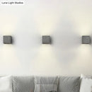 GobekUsa Grey Flush Mount Wall Light Nordic 1 Head - Cube/Cuboid Cement - Up & Down Sconce Light for Stairs - 4"/5"/7" Wide