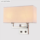 GobekUsa Minimalist Cuboidal Fabric Wall Light Fixture - Beige/White, 2 Lights - Ideal for Living Room