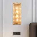 GobekUsa Minimalist Cylinder Wall Mount Crystal Rod Sconce - 4-Light Hallway Lighting in Gold