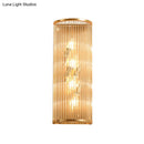GobekUsa Minimalist Cylinder Wall Mount Crystal Rod Sconce - 4-Light Hallway Lighting in Gold