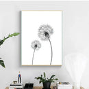 Minimalist dandelion canvas art set with gold frames for living room by Decorbites