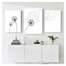 Minimalist dandelion canvas art set with gold frames for living room by Decorbites
