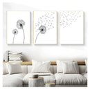 Minimalist dandelion canvas art set with gold frames for living room by Decorbites