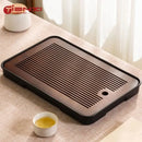GobekUsa Bamboo Tea Tray: Simple Kung Fu Tea Set, Dual Wet/Dry Use, Efficient Storage