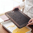 GobekUsa Bamboo Tea Tray: Simple Kung Fu Tea Set, Dual Wet/Dry Use, Efficient Storage