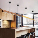 GobekUsa Dimmable Wooden Pendant Lamp: Long Strip Minimalist Hanging Indoor Lighting