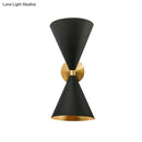 GobekUsa Minimalist Dual Cone Metal Wall Light with 2 bulbs - Black