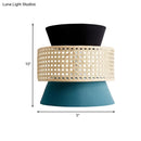 GobekUsa Minimalist Dual Cone Wall Lamp with Fabric Shade | Black and Blue Sconce Lighting in Rattan Design