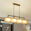 GobekUsa Minimalist Dual-Rectangle Island Light - Fabric Suspension Lighting for Restaurants