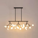 GobekUsa Minimalist Firefly Island Glass Lamp - 27-Bulb Suspended Lighting for Dining Room
