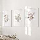 Floral Art Set of 3. Watercolor Wildflower Bouquet Prints by Wall Art Set
