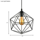 GobekUsa Geometric Metal Pendant Light - Industrial Living Room Hanging Light in Black/White - 3 Sizes Available