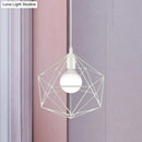 GobekUsa Geometric Metal Pendant Light - Industrial Living Room Hanging Light in Black/White - 3 Sizes Available