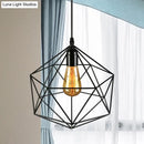 GobekUsa Geometric Metal Pendant Light - Industrial Living Room Hanging Light in Black/White - 3 Sizes Available