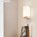 GobekUsa Minimalist Geometric Stairs Wall Sconce - Cream Glass Single Flush Light in Wood