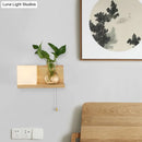 GobekUsa Minimalist Geometric Stairs Wall Sconce - Cream Glass Single Flush Light in Wood