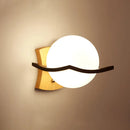 GobekUsa Minimalist Geometric Stairs Wall Sconce - Cream Glass Single Flush Light in Wood