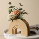 GobekUsa Geometric Stripes Ceramic Vase for Home Decoration and Flower Arrangement Craft