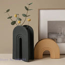 GobekUsa Geometric Stripes Ceramic Vase for Home Decoration and Flower Arrangement Craft