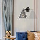 GobekUsa Minimalist Glass Cone Wall Sconce, 1/2 Lights, Black/Brass, Bedside Lighting