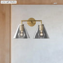 GobekUsa Minimalist Glass Cone Wall Sconce, 1/2 Lights, Black/Brass, Bedside Lighting