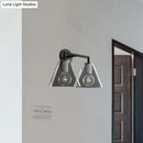 GobekUsa Minimalist Glass Cone Wall Sconce, 1/2 Lights, Black/Brass, Bedside Lighting