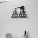 GobekUsa Minimalist Glass Cone Wall Sconce, 1/2 Lights, Black/Brass, Bedside Lighting