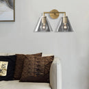 GobekUsa Minimalist Glass Cone Wall Sconce, 1/2 Lights, Black/Brass, Bedside Lighting