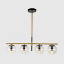 GobekUsa Minimalist Glass Globe Island Chandelier with Brass Pendant - 4/5 Lights in White, Smoke Grey, or Clear