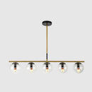 GobekUsa Minimalist Glass Globe Island Chandelier with Brass Pendant - 4/5 Lights in White, Smoke Grey, or Clear