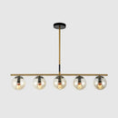GobekUsa Minimalist Glass Globe Island Chandelier with Brass Pendant - 4/5 Lights in White, Smoke Grey, or Clear