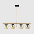 GobekUsa Minimalist Glass Globe Island Chandelier with Brass Pendant - 4/5 Lights in White, Smoke Grey, or Clear
