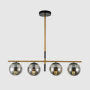 GobekUsa Minimalist Glass Globe Island Chandelier with Brass Pendant - 4/5 Lights in White, Smoke Grey, or Clear