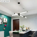 GobekUsa Minimalist Glass Tube Pendant Lamp with Frosted White Shade and Black LED for Offices