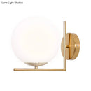 GobekUsa Frosted White Glass Ball Wall Light with Gold Arm - Minimalist 1 Head Wall Lamp (Warm/White Light)