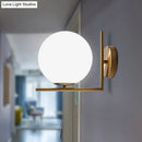 GobekUsa Frosted White Glass Ball Wall Light with Gold Arm - Minimalist 1 Head Wall Lamp (Warm/White Light)