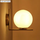 GobekUsa Frosted White Glass Ball Wall Light with Gold Arm - Minimalist 1 Head Wall Lamp (Warm/White Light)