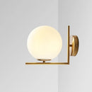GobekUsa Frosted White Glass Ball Wall Light with Gold Arm - Minimalist 1 Head Wall Lamp (Warm/White Light)