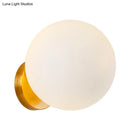 GobekUsa Minimalist Bedside Sconce Light with White Glass Ball and Gold Wall Mount