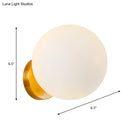 GobekUsa Minimalist Bedside Sconce Light with White Glass Ball and Gold Wall Mount