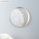 GobekUsa Minimalist Moon Wall Lamp Marble 1-Head Sconce in Gold - Perfect for Living Room